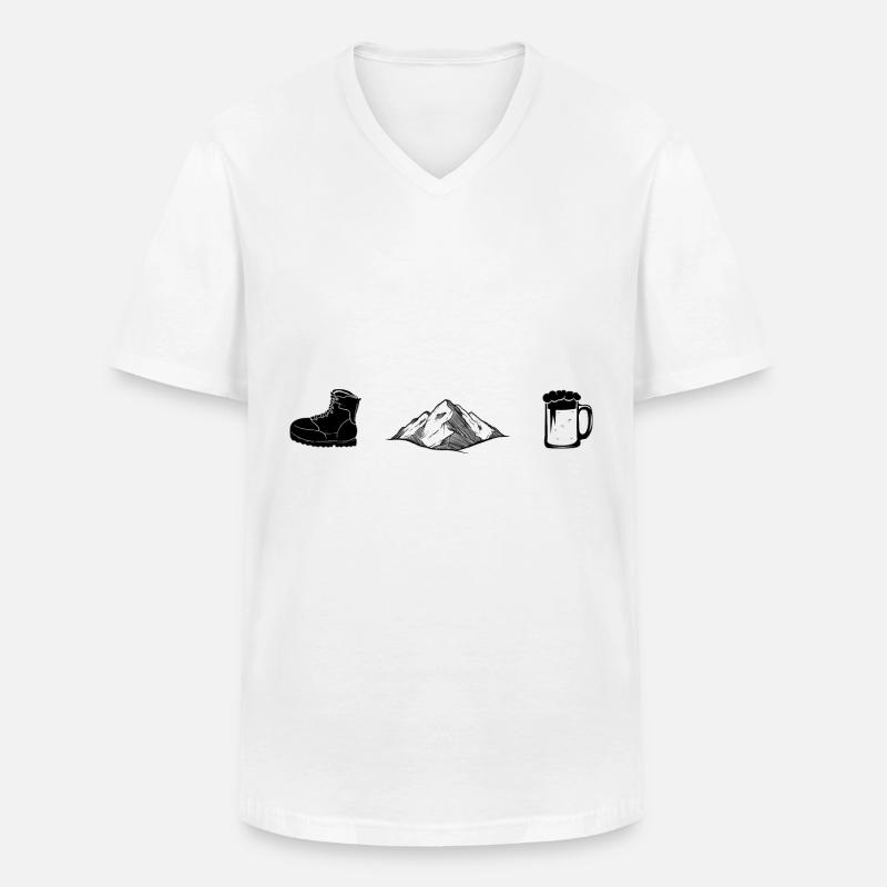 Wanders, Berge, Bier - - Männer-T-Shirt mit V-Ausschnitt - Weiß