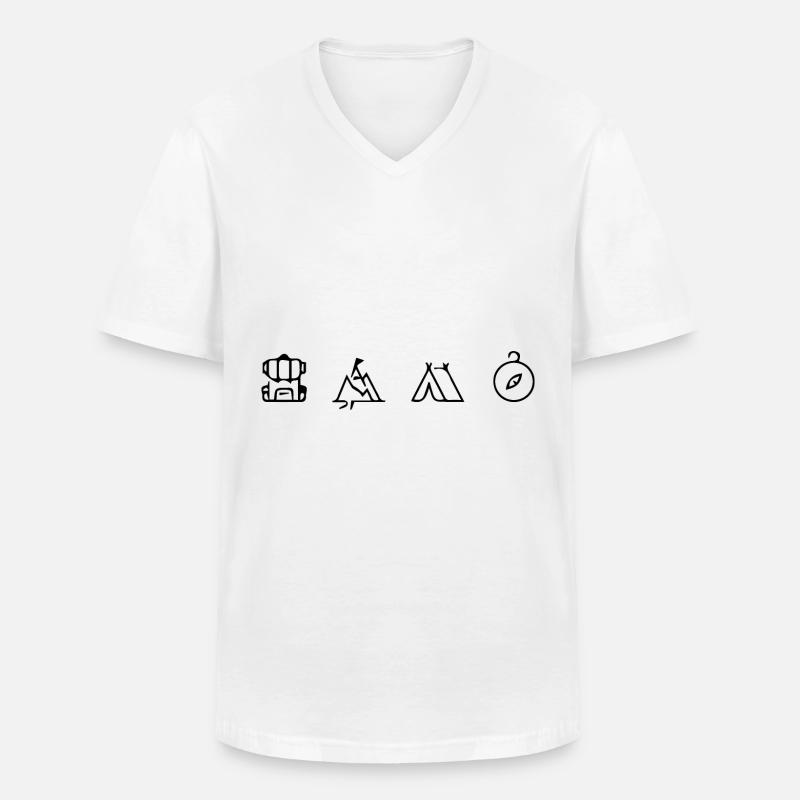 Camping - - Männer-T-Shirt mit V-Ausschnitt - Weiß