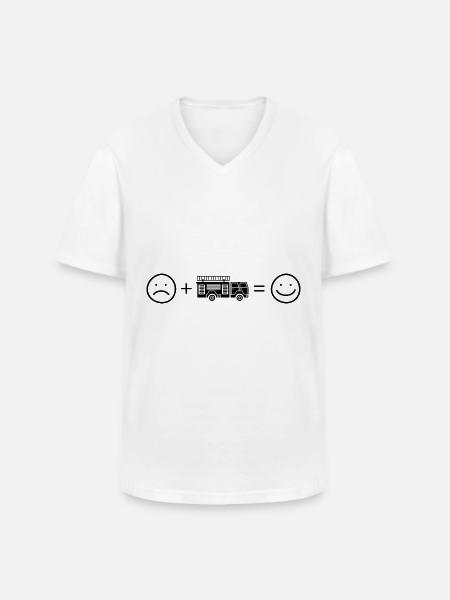 Smile Face et pompier - (2) - T-shirt col V Homme - blanc