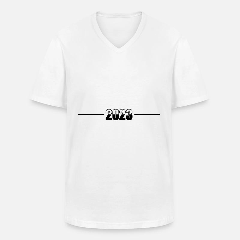 2023 Linie - Männer-T-Shirt mit V-Ausschnitt - Weiß