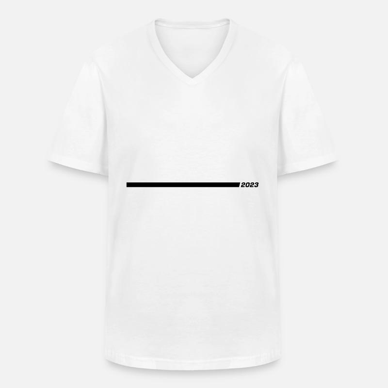 2023 Linie - Männer-T-Shirt mit V-Ausschnitt - Weiß