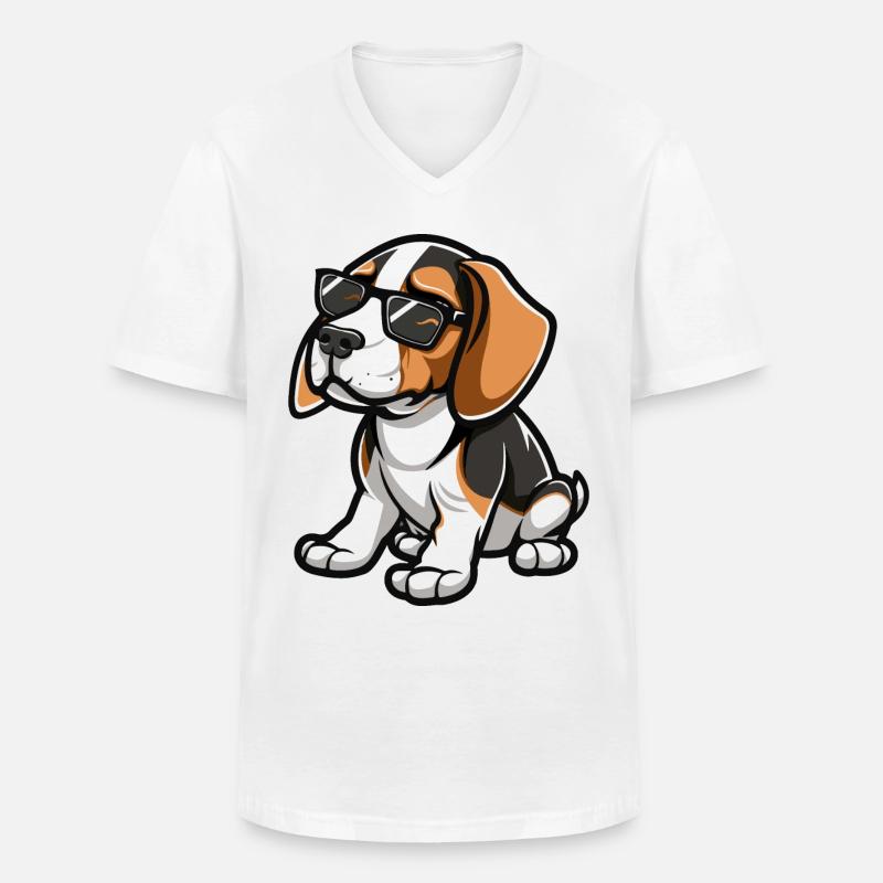 Beagle Hund - Männer-T-Shirt mit V-Ausschnitt - Weiß