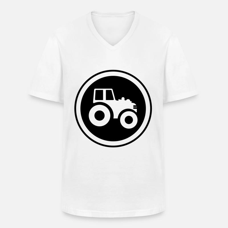 Traktor Symbol - Männer-T-Shirt mit V-Ausschnitt - Weiß