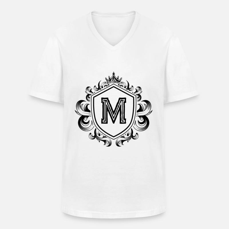 M Buchstabe Wappen - Männer-T-Shirt mit V-Ausschnitt - Weiß