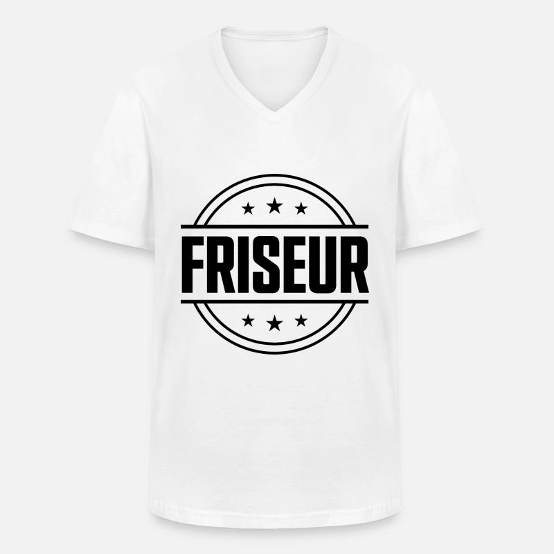 Friseur Beruf - Männer-T-Shirt mit V-Ausschnitt - Weiß