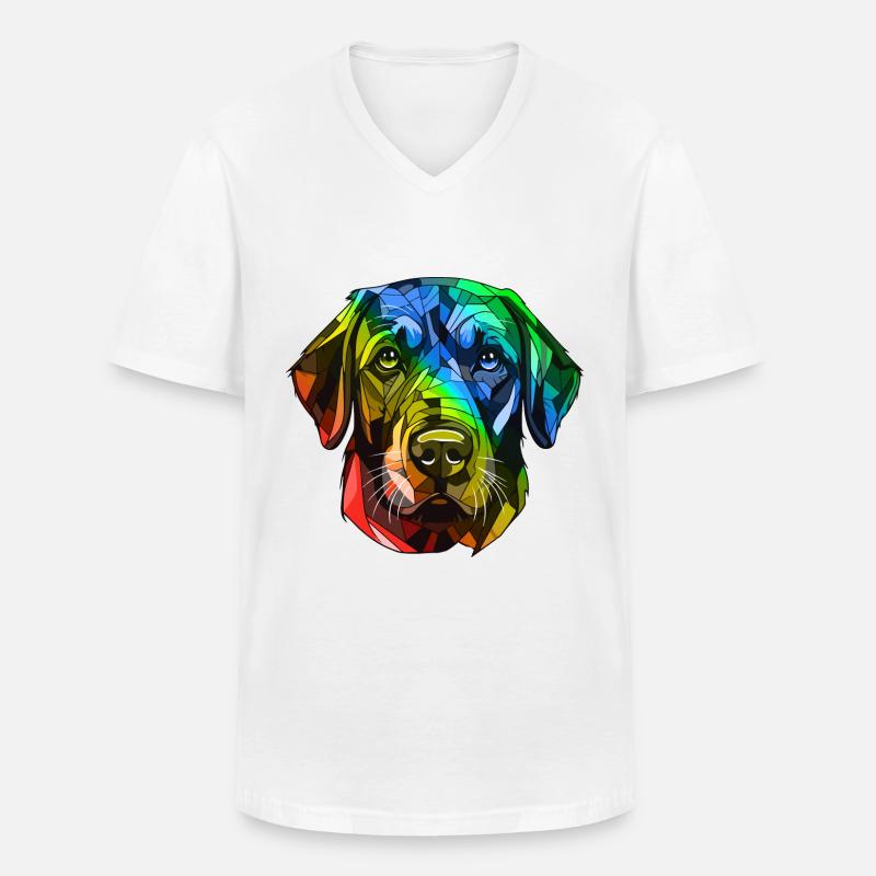 Labrador Hund Kopf Bunt - Männer-T-Shirt mit V-Ausschnitt - Weiß