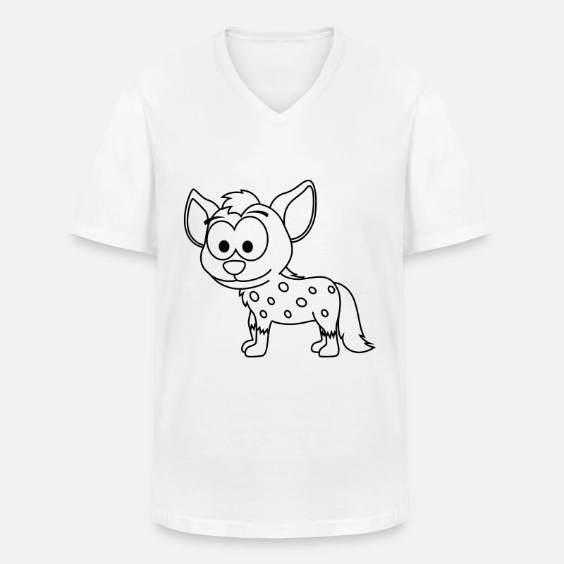 Hyäne Comic Tier - Männer-T-Shirt mit V-Ausschnitt - Weiß