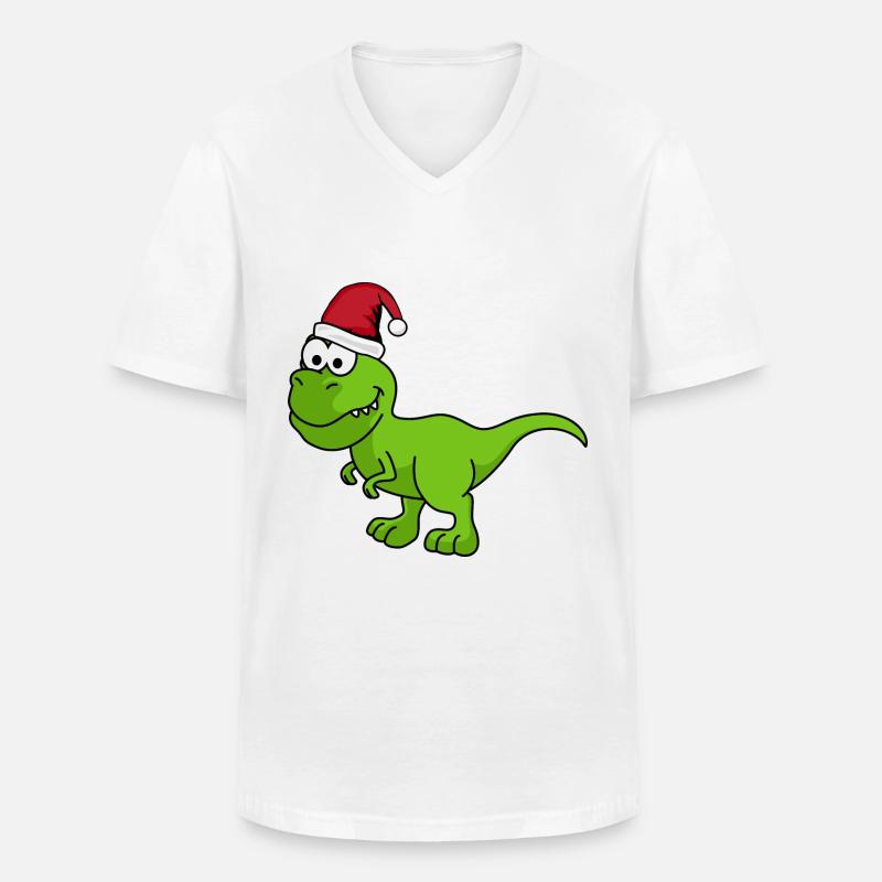Dinosaurier T-Rex Weihnachten - Männer-T-Shirt mit V-Ausschnitt - Weiß