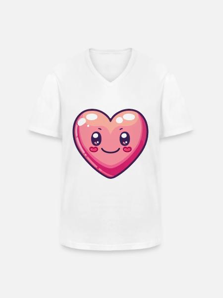 Herz Liebe Comic - Männer-T-Shirt mit V-Ausschnitt - Weiß