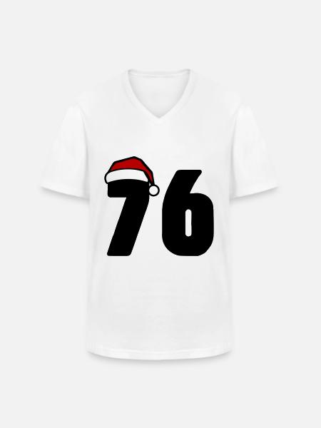 76 Numéro Noël - T-shirt col V Homme - blanc