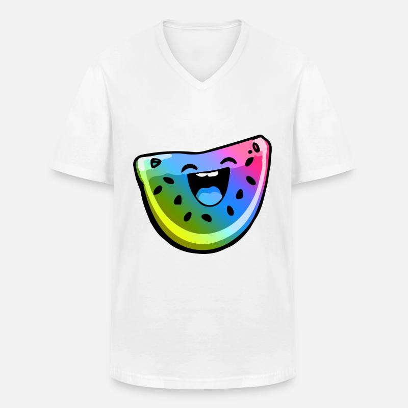 Wassermelone Comic Bunt - Männer-T-Shirt mit V-Ausschnitt - Weiß