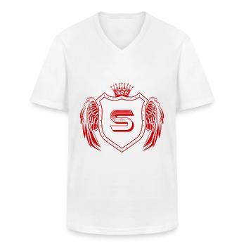 Lettre S Armoiries - T-shirt col V Homme - blanc - Devant - AI Model Male 185 light (185cm)