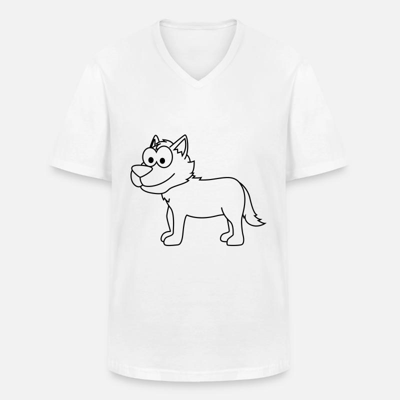 Wolf Comic Tier - Männer-T-Shirt mit V-Ausschnitt - Weiß