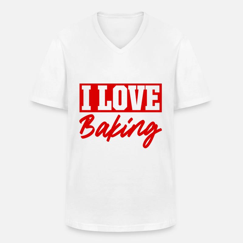 Ich liebe Backen - Männer-T-Shirt mit V-Ausschnitt - Weiß