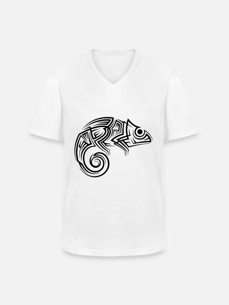 Chamäleon Tribal Tattoo - Männer-T-Shirt mit V-Ausschnitt - Weiß