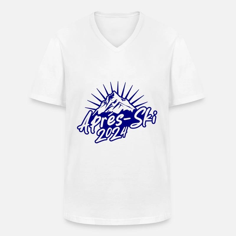 Apres Ski 2024 - Männer-T-Shirt mit V-Ausschnitt - Weiß
