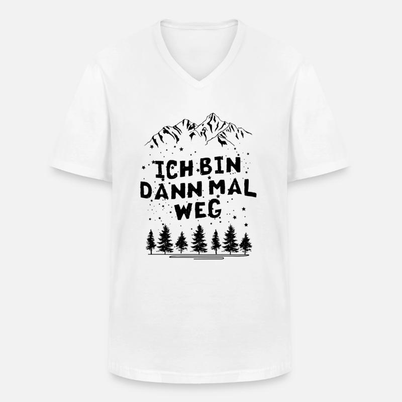 Bin Dann Mal WEG - - Männer-T-Shirt mit V-Ausschnitt - Weiß