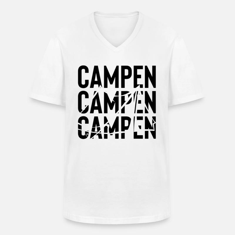 Campen - - Männer-T-Shirt mit V-Ausschnitt - Weiß