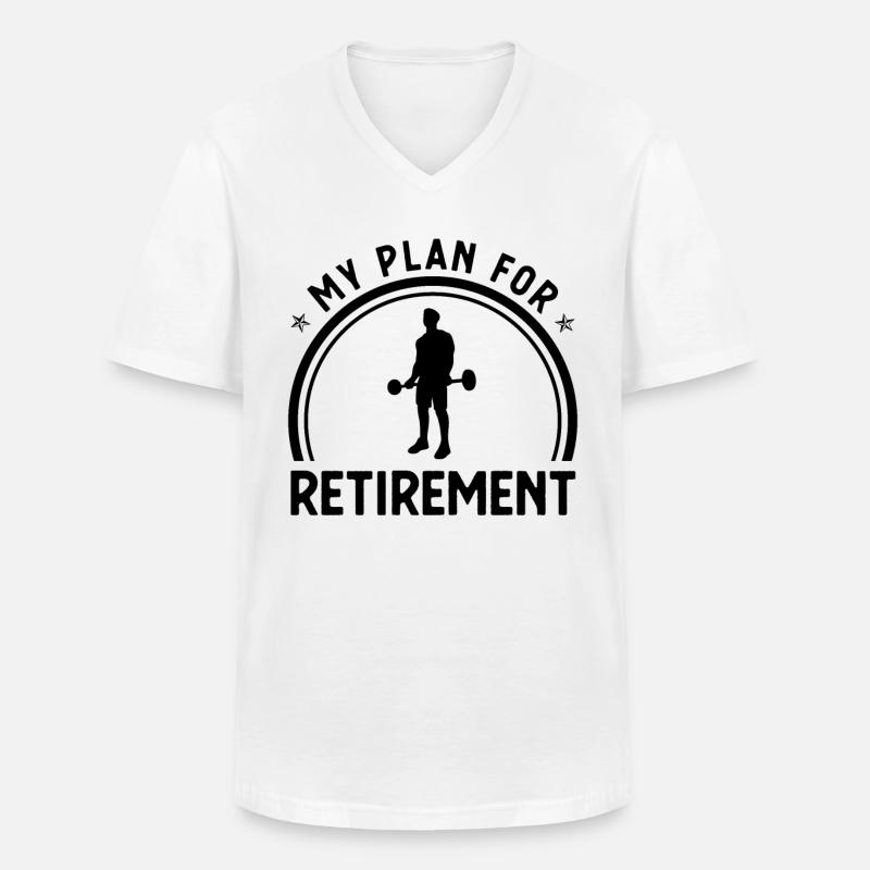 Mon plan de retraite 1 - - T-shirt col V Homme - blanc