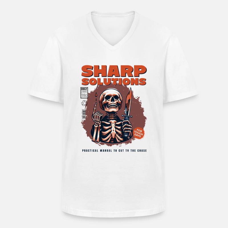 Skelett mit Dolch - Männer-T-Shirt mit V-Ausschnitt - Weiß