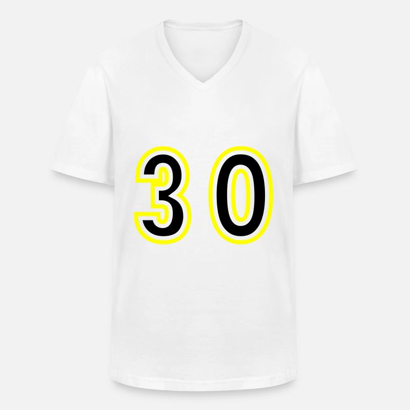 30 Zahl College - Männer-T-Shirt mit V-Ausschnitt - Weiß