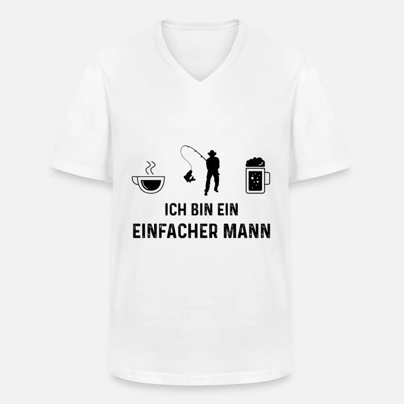 Ich bin ein Einfacher Mann - - Männer-T-Shirt mit V-Ausschnitt - Weiß