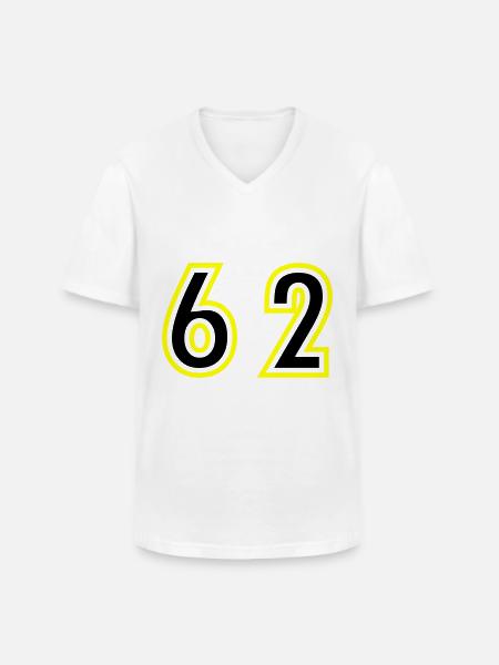 62 Number College - Men's V-Neck T-Shirt - white
