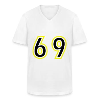 69 Zahl College - Männer-T-Shirt mit V-Ausschnitt - Weiß - Vorne - AI Model Male 185 light (185cm)