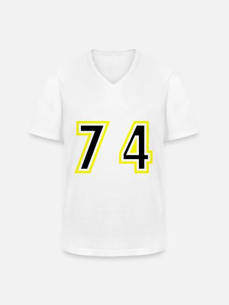 74 Number College - Men's V-Neck T-Shirt - white