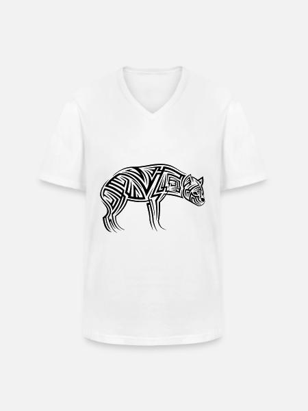 Hyäne Tribal Tattoo - Männer-T-Shirt mit V-Ausschnitt - Weiß