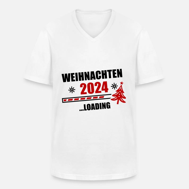 Weihnachten 2024 Loading - Männer-T-Shirt mit V-Ausschnitt - Weiß