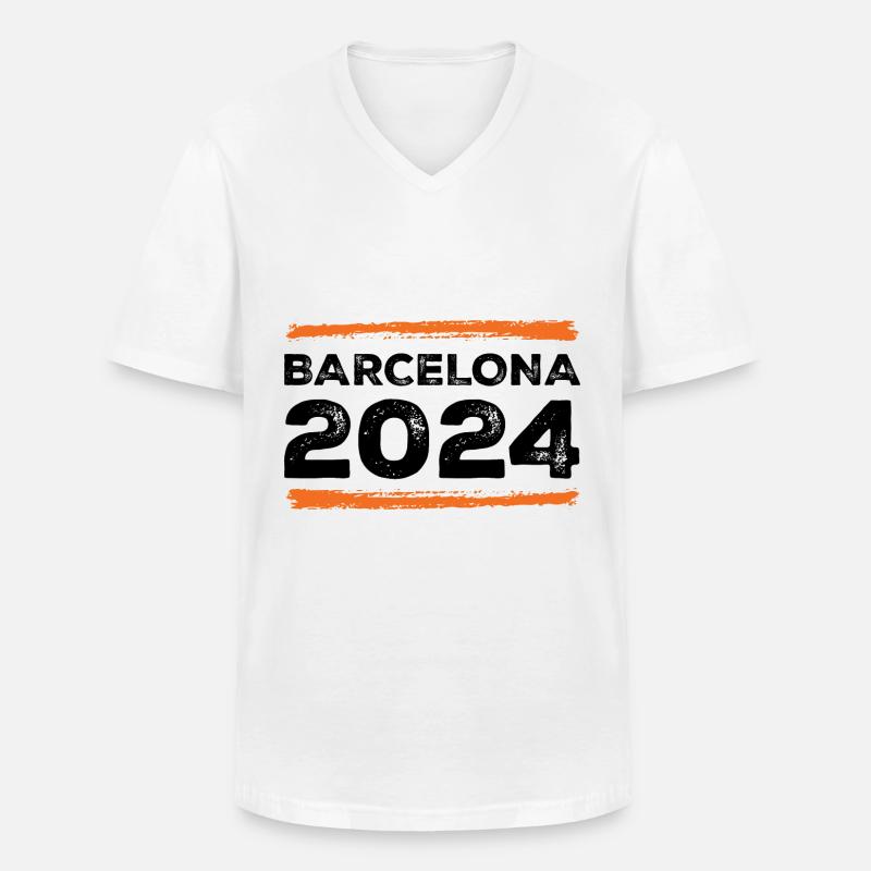 Barcelona 2024 Spruch - Männer-T-Shirt mit V-Ausschnitt - Weiß