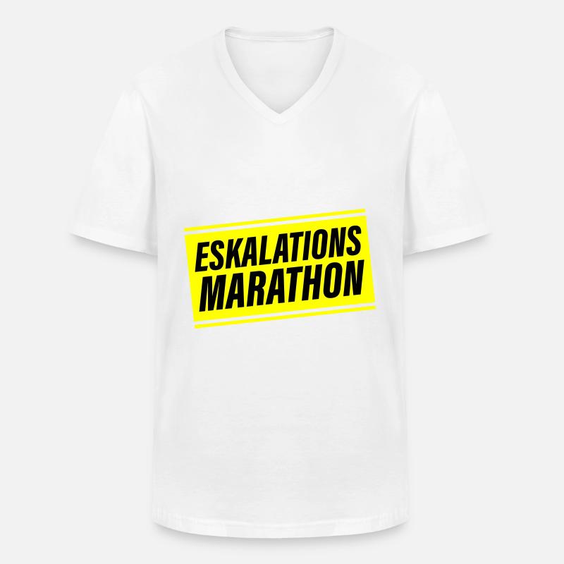Eskalations Marathon - Männer-T-Shirt mit V-Ausschnitt - Weiß
