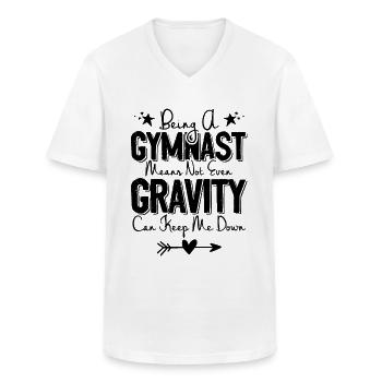 Gymnastik Fitness - Männer-T-Shirt mit V-Ausschnitt - Weiß - Vorne - AI Model Male 185 light (185cm)