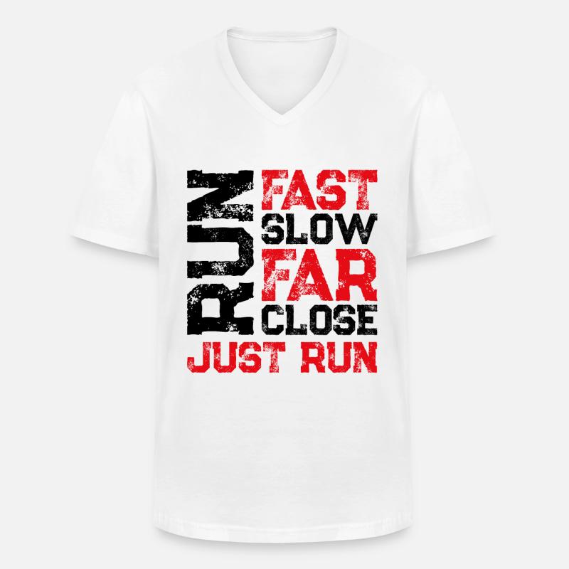 Course en cours - T-shirt col V Homme - blanc