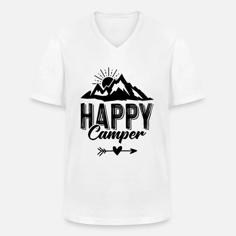 happy camper berge - Männer-T-Shirt mit V-Ausschnitt - Weiß