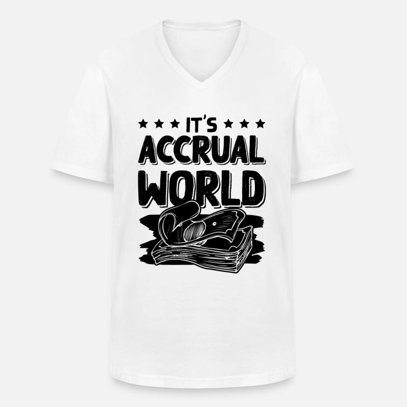 Comptable comptable - T-shirt col V Homme - blanc