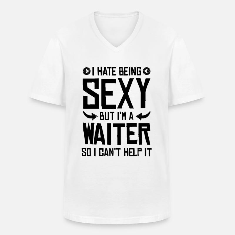 sexy kellner - Männer-T-Shirt mit V-Ausschnitt - Weiß