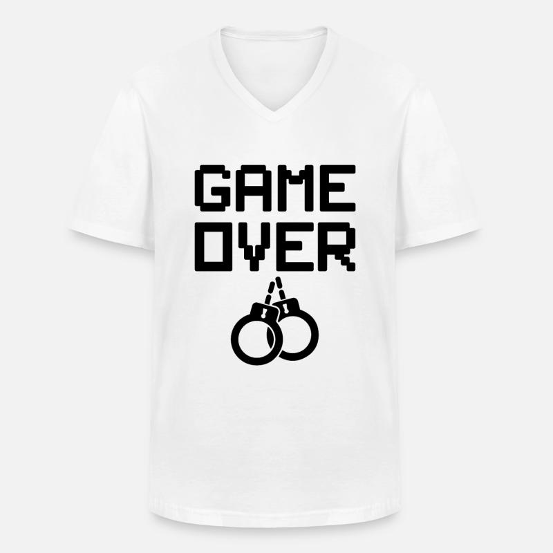 game over bräutigam - Männer-T-Shirt mit V-Ausschnitt - Weiß