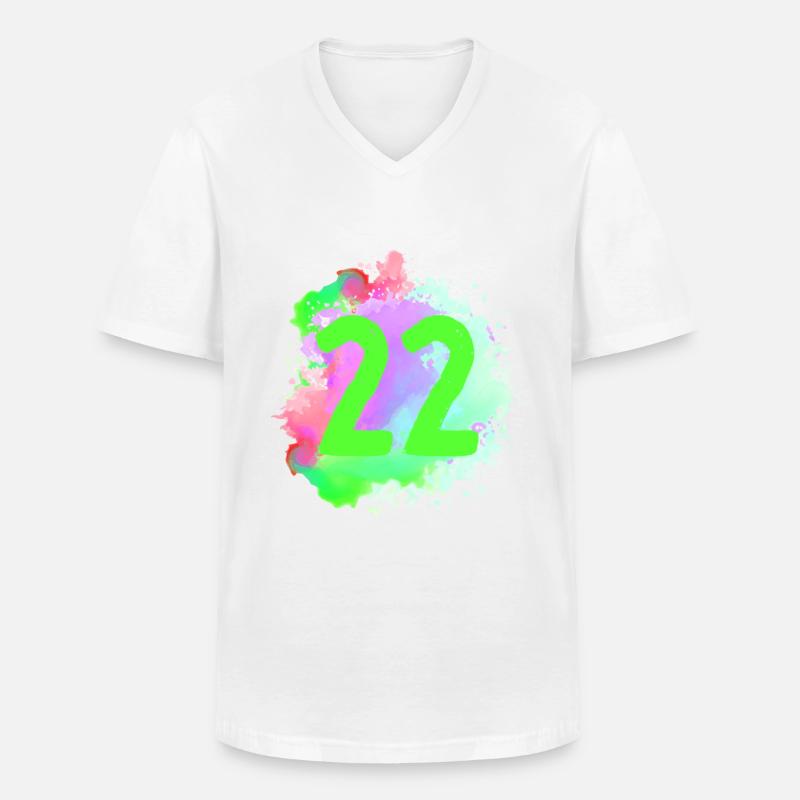 22 Nombre d’objets blob - T-shirt col V Homme - blanc