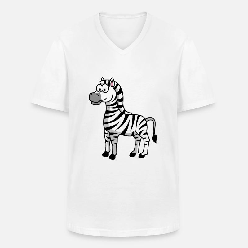 Zebra Comic Tier - Männer-T-Shirt mit V-Ausschnitt - Weiß