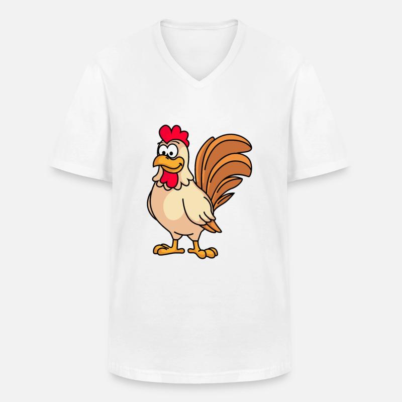 Hahn Comic Tier - Männer-T-Shirt mit V-Ausschnitt - Weiß