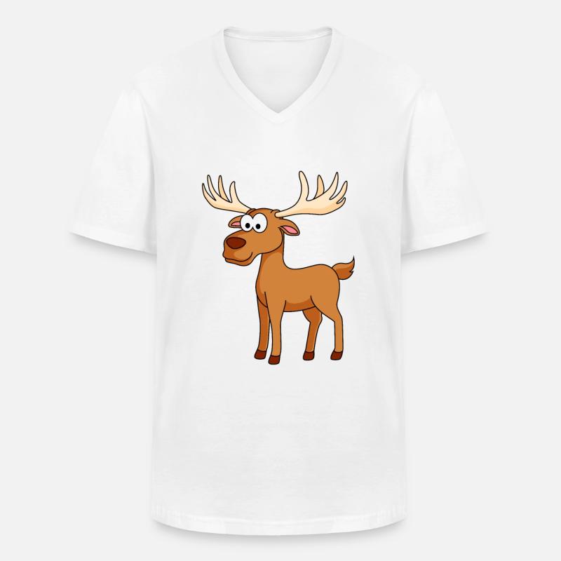 Elch Comic Tier - Männer-T-Shirt mit V-Ausschnitt - Weiß