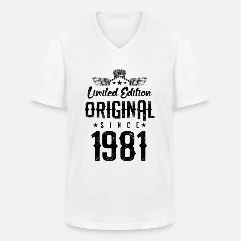 Édition limitée 1981 - T-shirt col V Homme - blanc