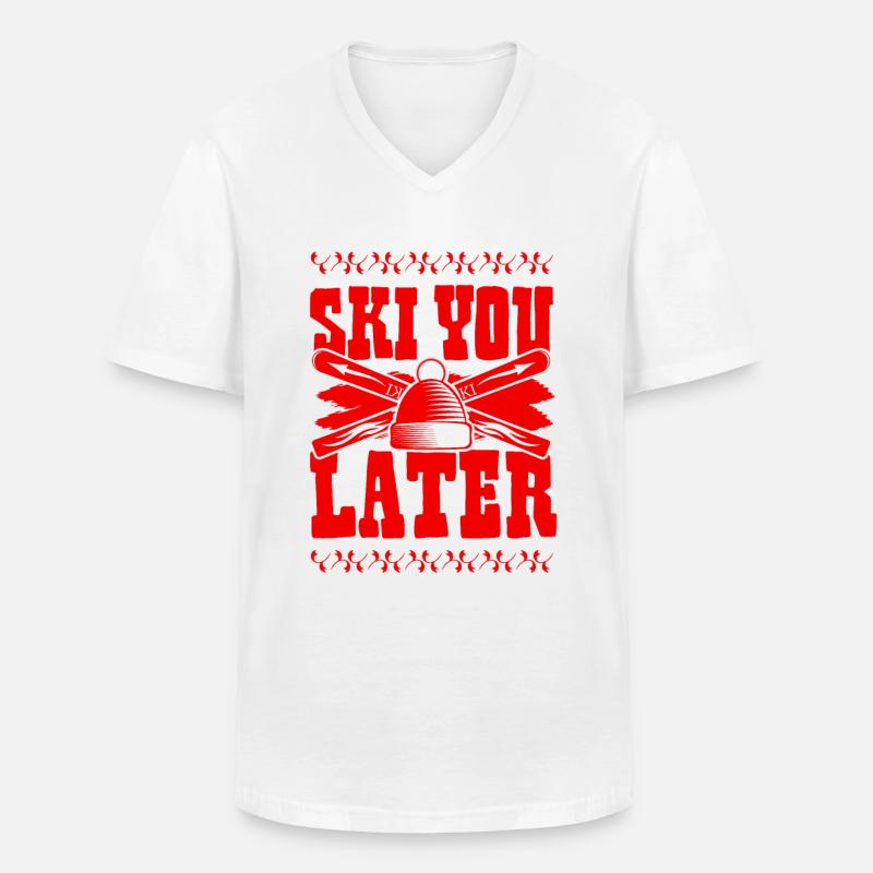 ski skiing - Männer-T-Shirt mit V-Ausschnitt - Weiß
