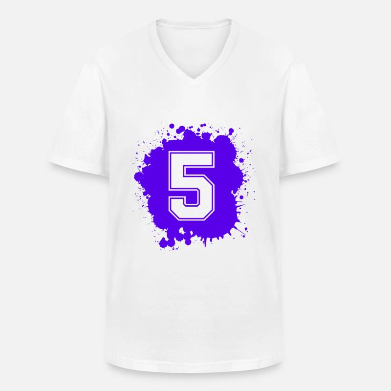 5 Zahl Klecks - Männer-T-Shirt mit V-Ausschnitt - Weiß