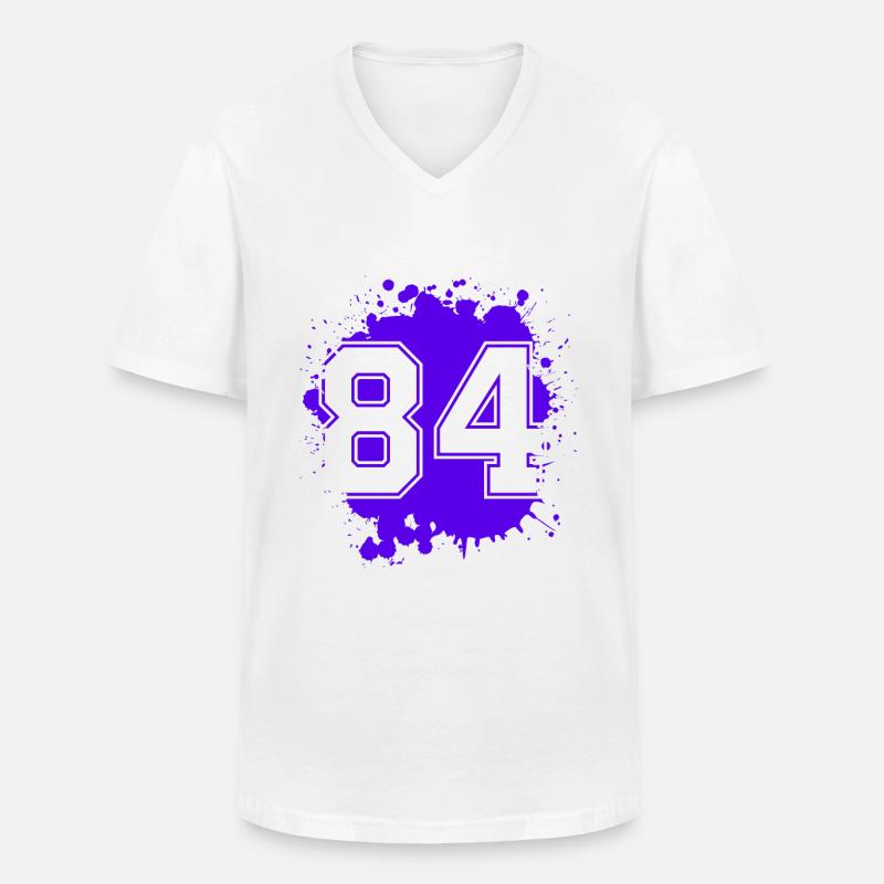 84 Zahl Klecks - Männer-T-Shirt mit V-Ausschnitt - Weiß