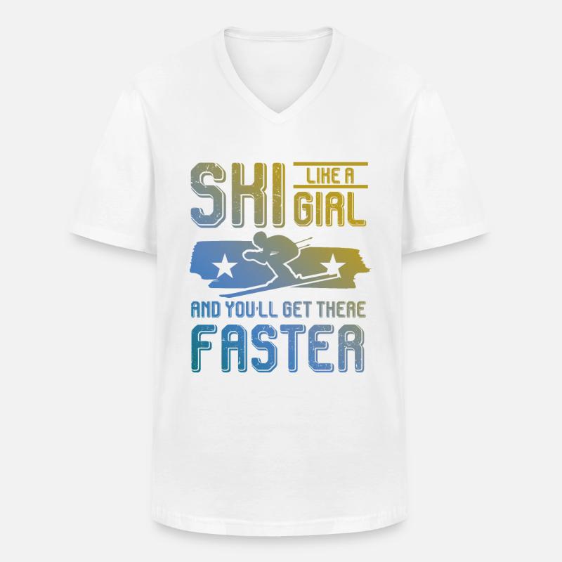 ski mädchen - Männer-T-Shirt mit V-Ausschnitt - Weiß