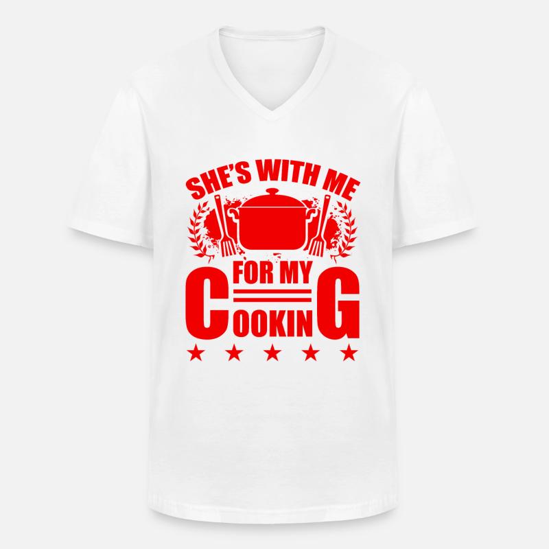 sie ist mit mir kochen - Männer-T-Shirt mit V-Ausschnitt - Weiß