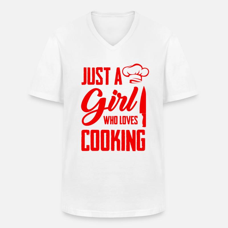 mädchen liebt kochen - Männer-T-Shirt mit V-Ausschnitt - Weiß